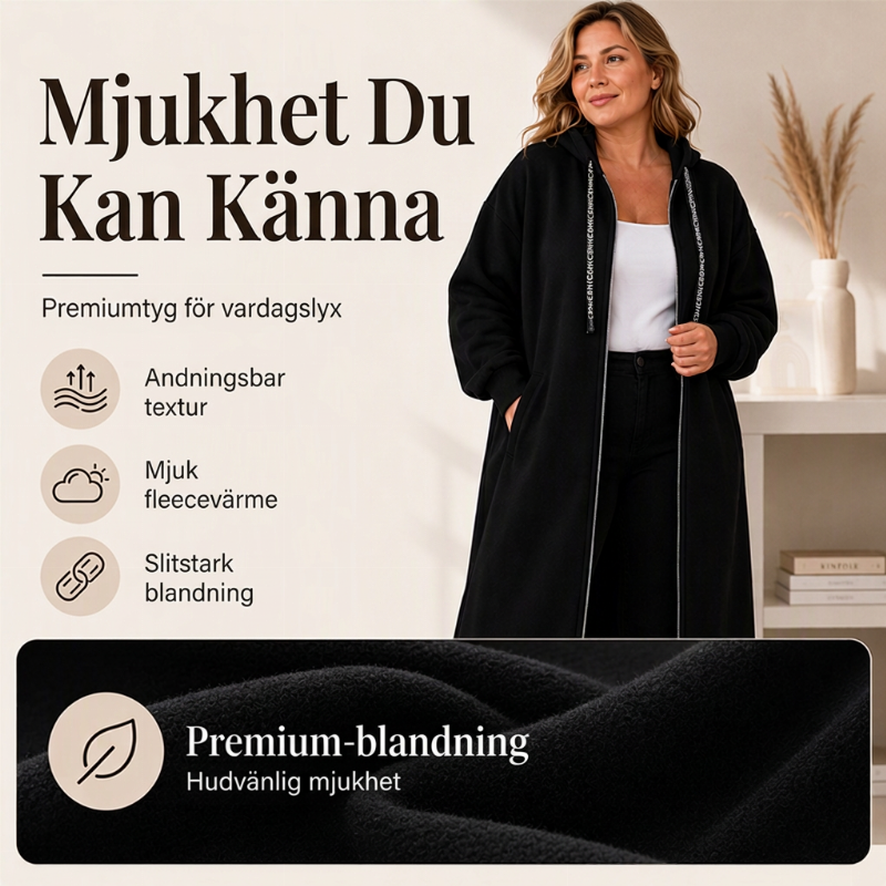 🧥Lång fritidsjacka med dragkedja och huva för dam-3