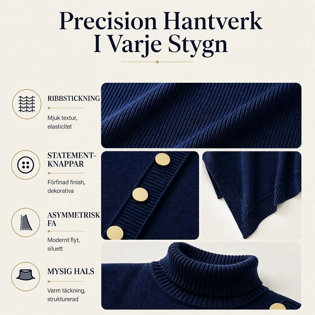 Flickors Asymmetrisk Turtleneck Poncho Stickad Tröja-1