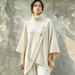 Flickors Asymmetrisk Turtleneck Poncho Stickad Tröja-7
