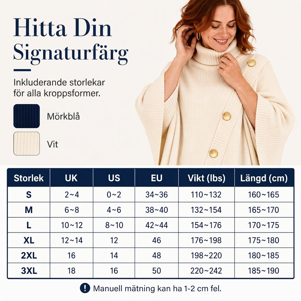 Flickors Asymmetrisk Turtleneck Poncho Stickad Tröja-5