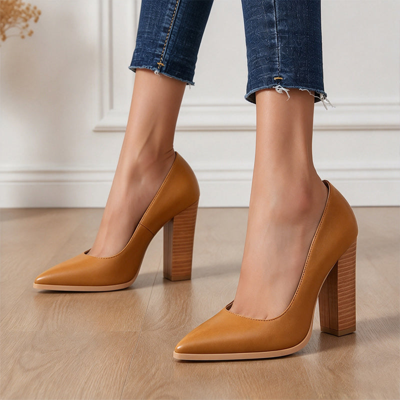 🌸Hot Sale 50% OFF💖Women's Chic Pointed Toe Chunky High Heels Pumps