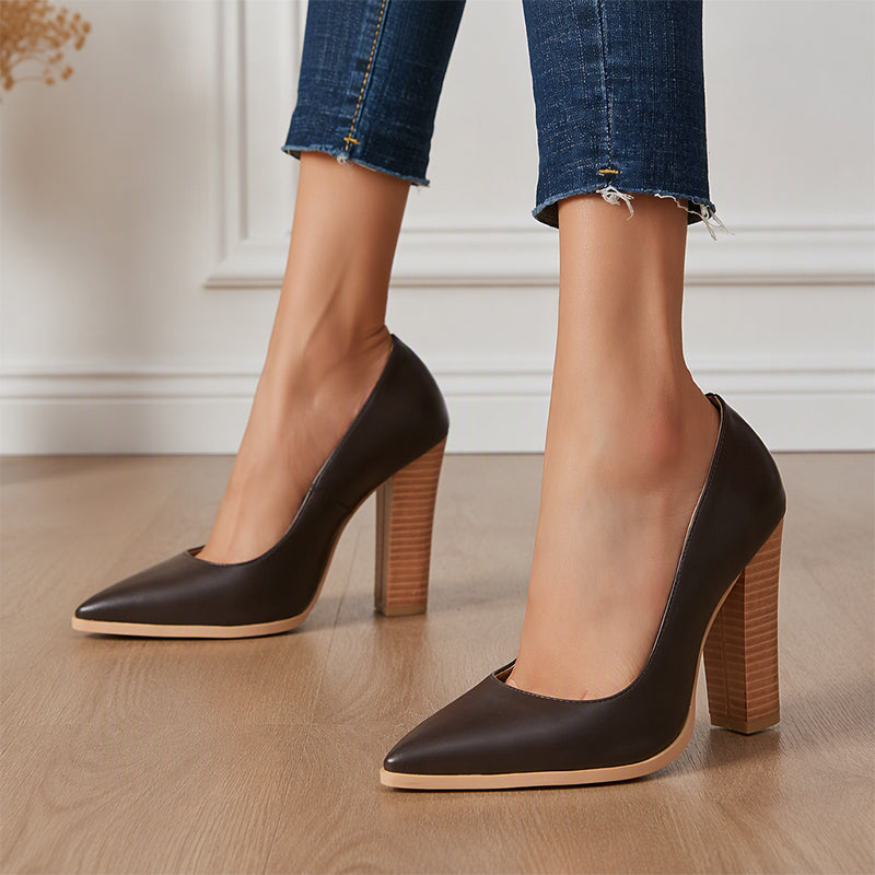 🌸Hot Sale 50% OFF💖Women's Chic Pointed Toe Chunky High Heels Pumps