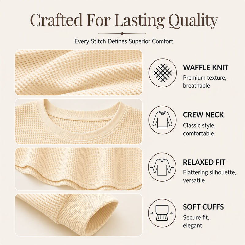 💖Women's Waffle Knit Loose‑Fit Sweatshirt