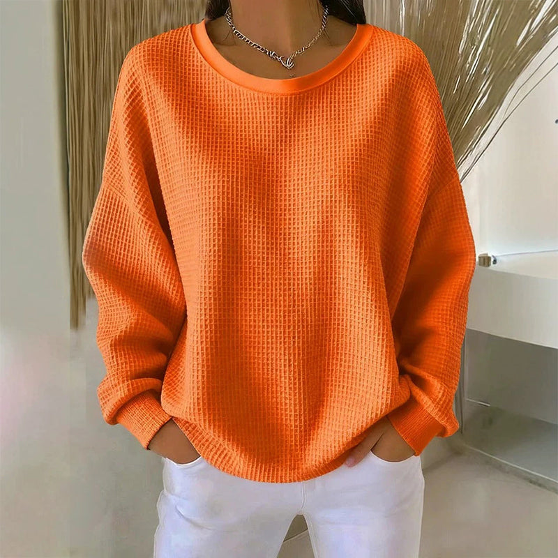 💖Women's Waffle Knit Loose‑Fit Sweatshirt