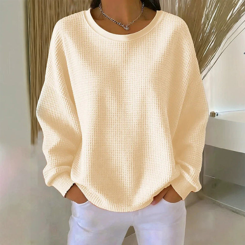 💖Women's Waffle Knit Loose‑Fit Sweatshirt