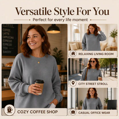 💖Women's Waffle Knit Loose‑Fit Sweatshirt