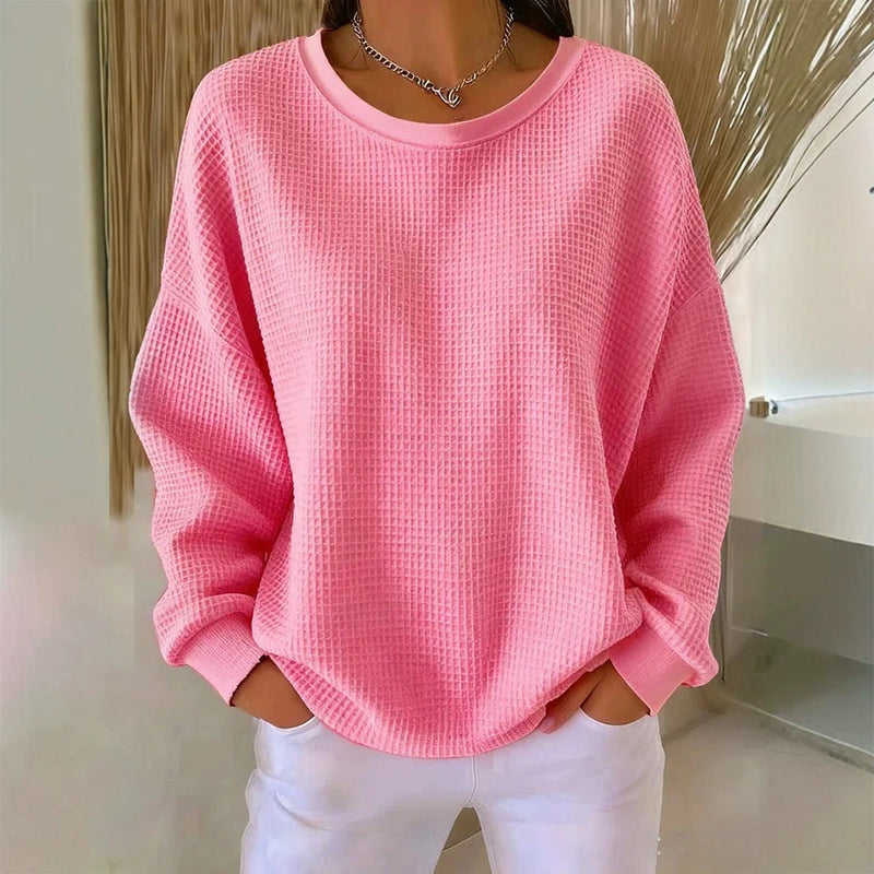 💖Women's Waffle Knit Loose‑Fit Sweatshirt