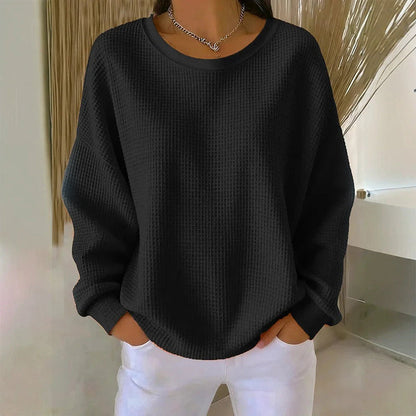 💖Women's Waffle Knit Loose‑Fit Sweatshirt