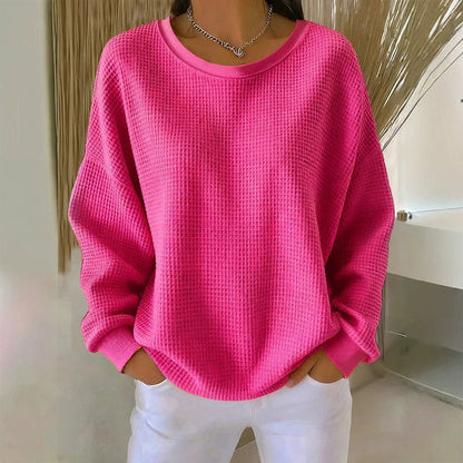 💖Women's Waffle Knit Loose‑Fit Sweatshirt