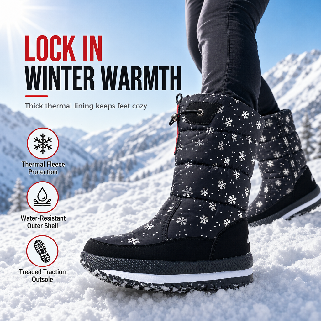 👢✨Women's High‑Top Winter Snow Boots, Waterproof Non‑Slip Tall Boots with Thick Plush Lining & Thick Sole for Outdoor Snowy Days👢