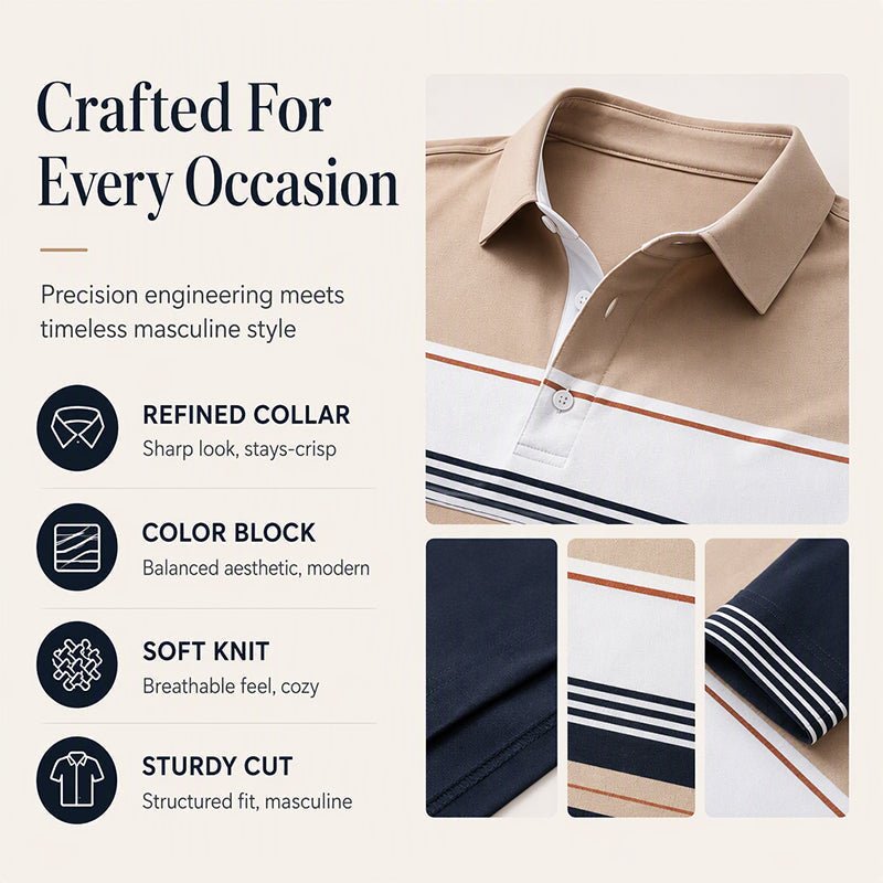 🧥Classic Color-Block, Casual & Versatile – Men's Classic Color-Block Striped Top ✨