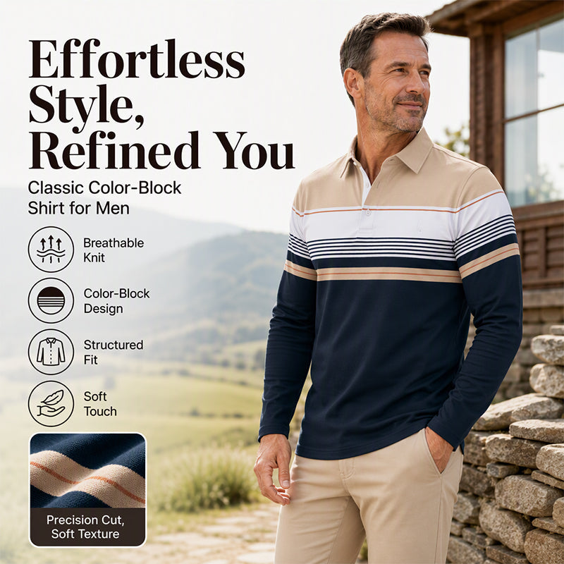 🧥Classic Color-Block, Casual & Versatile – Men's Classic Color-Block Striped Top ✨