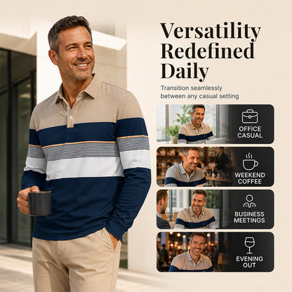 🧥Classic Color-Block, Casual & Versatile – Men's Classic Color-Block Striped Top ✨