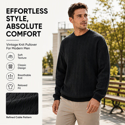 🧣Knit Warmth, Fall & Winter Layer – Men's Cable Knit Crewneck Sweatshirt ✨