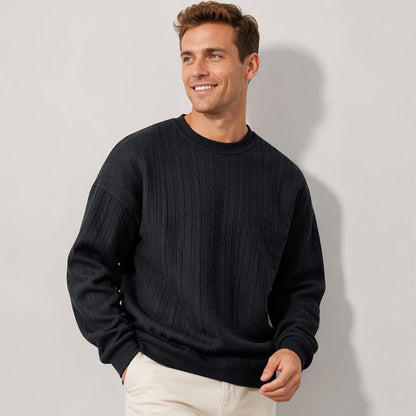 🧣Knit Warmth, Fall & Winter Layer – Men's Cable Knit Crewneck Sweatshirt ✨