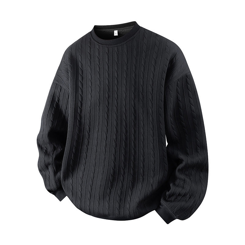 🧣Knit Warmth, Fall & Winter Layer – Men's Cable Knit Crewneck Sweatshirt ✨
