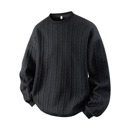 🧣Knit Warmth, Fall & Winter Layer – Men's Cable Knit Crewneck Sweatshirt ✨