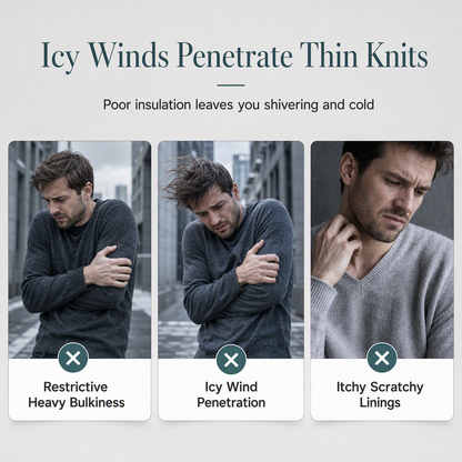 Men’s winter checked knitted cardigan with hood and fleece lining