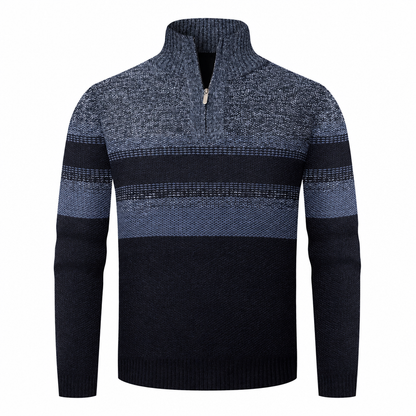 Men’s winter checked knitted cardigan with hood and fleece lining