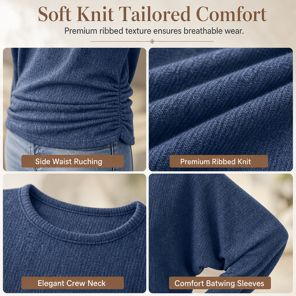 🍂 Women's Crewneck Knit Sweater – Stretch & Shape-Retaining | Easy to Pair with Denim, Boots & Skirts ✨