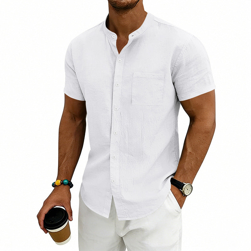 Men's Loose Fit Solid Short Sleeve Shirt