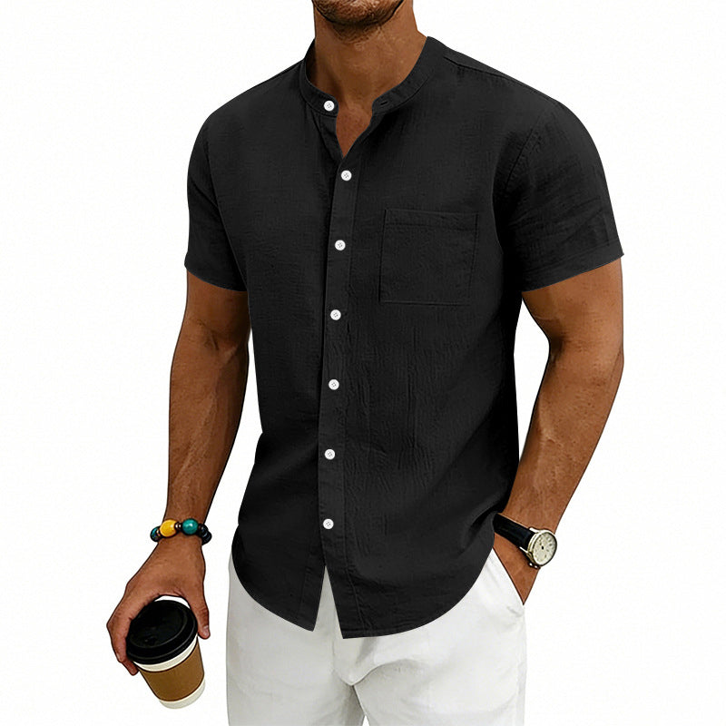 Men's Loose Fit Solid Short Sleeve Shirt