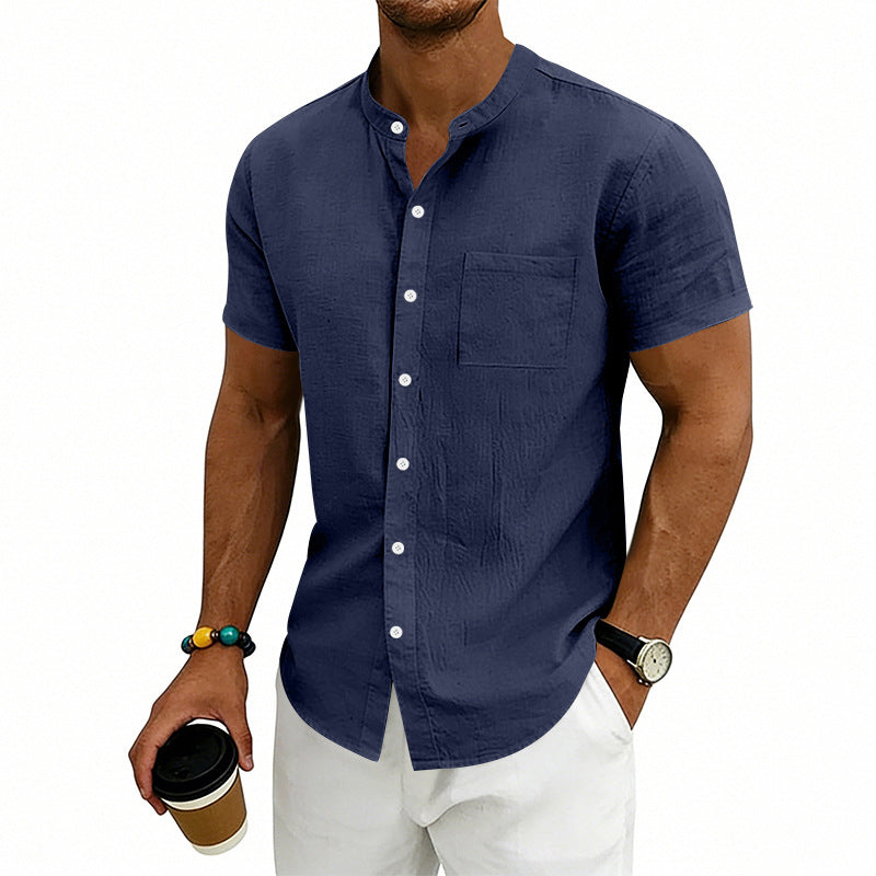 Men's Loose Fit Solid Short Sleeve Shirt