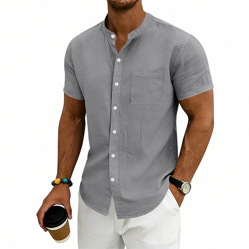 Men's Loose Fit Solid Short Sleeve Shirt