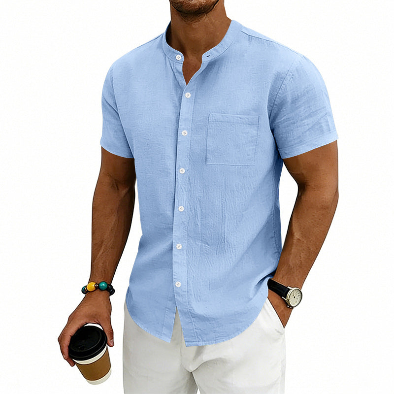 Men's Loose Fit Solid Short Sleeve Shirt