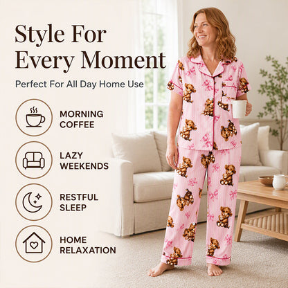 🐮 Women's Highland Cow Print 3-Piece Pajama Set | Cozy Comfort & Easy Lounging ✨