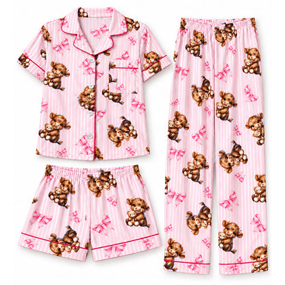 🐮 Women's Highland Cow Print 3-Piece Pajama Set | Cozy Comfort & Easy Lounging ✨