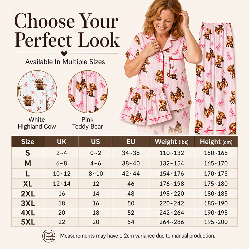 🐮 Women's Highland Cow Print 3-Piece Pajama Set | Cozy Comfort & Easy Lounging ✨