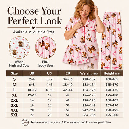 🐮 Women's Highland Cow Print 3-Piece Pajama Set | Cozy Comfort & Easy Lounging ✨