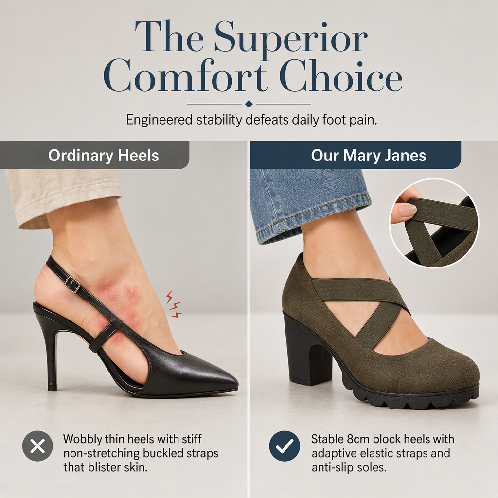 👠Womens Round Toe Crisscross Strap Mary Jane Shoes
