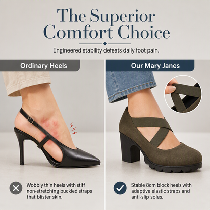 👠Womens Round Toe Crisscross Strap Mary Jane Shoes