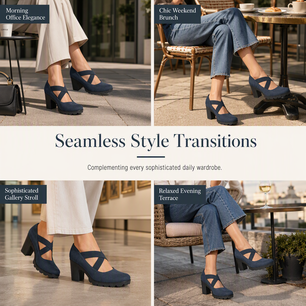 👠Womens Round Toe Crisscross Strap Mary Jane Shoes