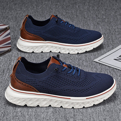 Men’s Breathable Lightweight Knit Patchwork Sneakers