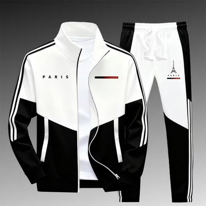🔥Men's Colorblock Zip-Up Jacket & Drawstring Pants Set