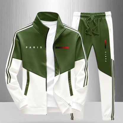 🔥Men's Colorblock Zip-Up Jacket & Drawstring Pants Set