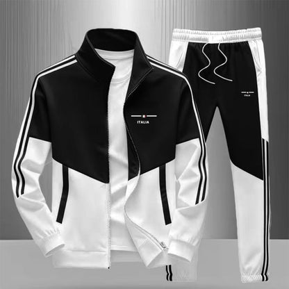🔥Men's Colorblock Zip-Up Jacket & Drawstring Pants Set
