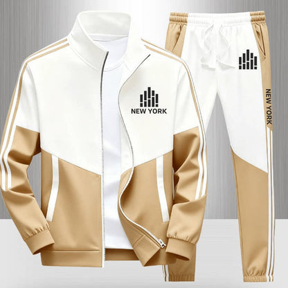 🔥Men's Colorblock Zip-Up Jacket & Drawstring Pants Set