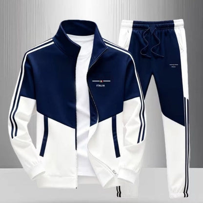 🔥Men's Colorblock Zip-Up Jacket & Drawstring Pants Set