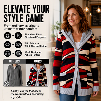 ⏰ Seasonal changeover sale: 50% off – quality at half the price! ✨Women's Plush-Lined Hooded Knit Cardigan