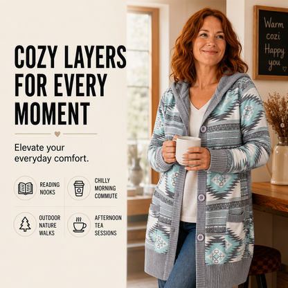 ⏰ Seasonal changeover sale: 50% off – quality at half the price! ✨Women's Plush-Lined Hooded Knit Cardigan