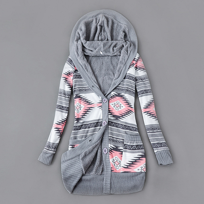 ⏰ Seasonal changeover sale: 50% off – quality at half the price! ✨Women's Plush-Lined Hooded Knit Cardigan