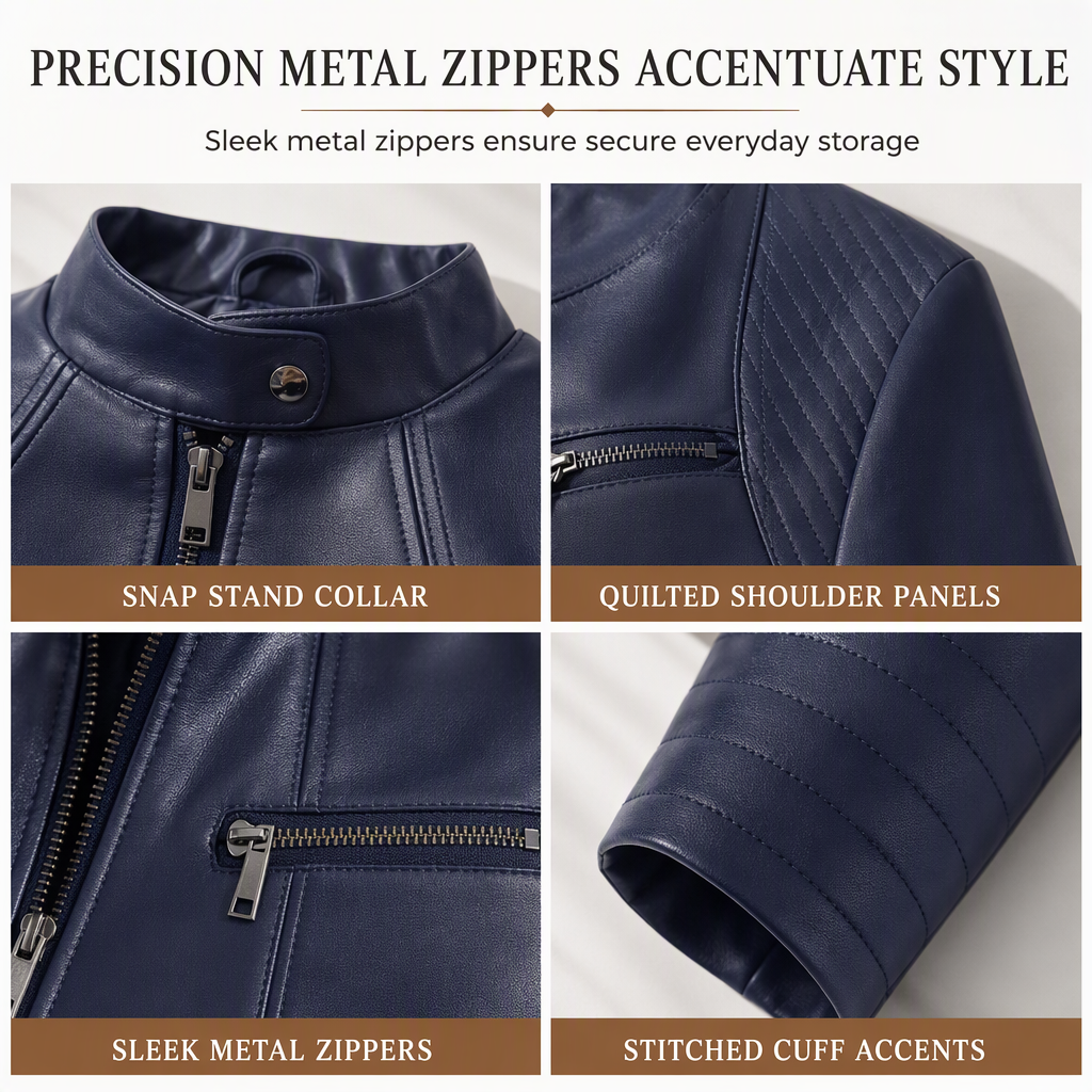 ✨Women's Faux Leather Biker Lightweight Short Motorcycle Coat for Spring and Autumn