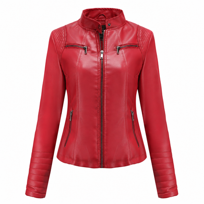 ✨Women's Faux Leather Biker Lightweight Short Motorcycle Coat for Spring and Autumn