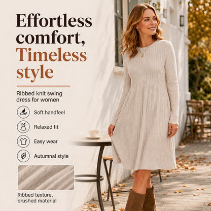 💎🧶 New Arrival! Women's Long Sleeve Autumn Dress with Square Neckline – Elegant and comfortable✨