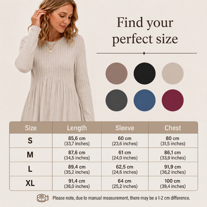 💎🧶 New Arrival! Women's Long Sleeve Autumn Dress with Square Neckline – Elegant and comfortable✨