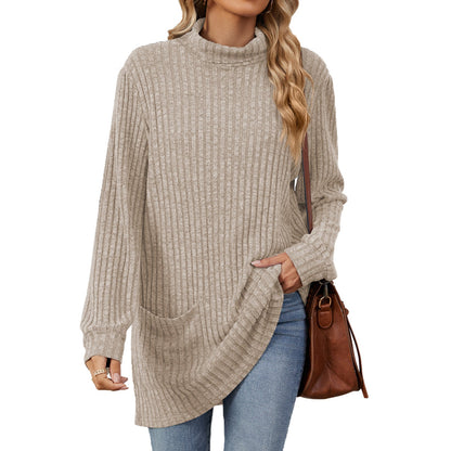 🍂Women’s Loose-Fit Mock Neck Long-Sleeve T-Shirt